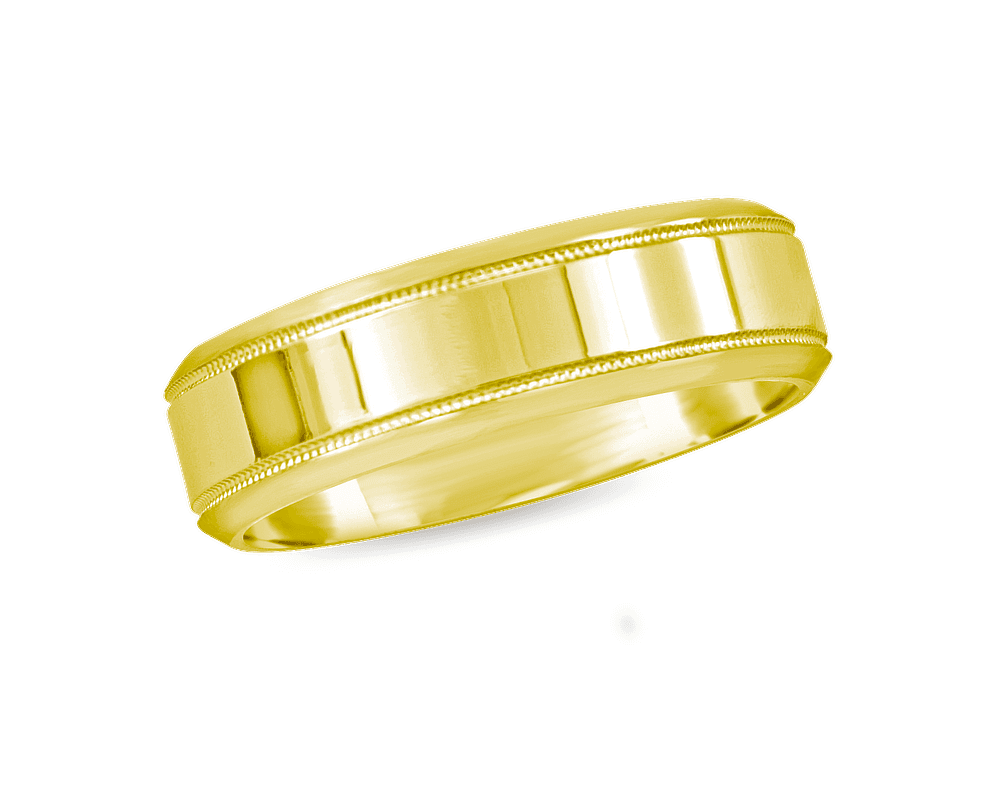 Mens Wedding Band with Milgrain and Brushed Edges