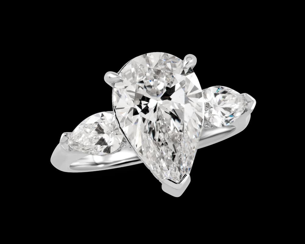 Pear Shape Three Stone Ring