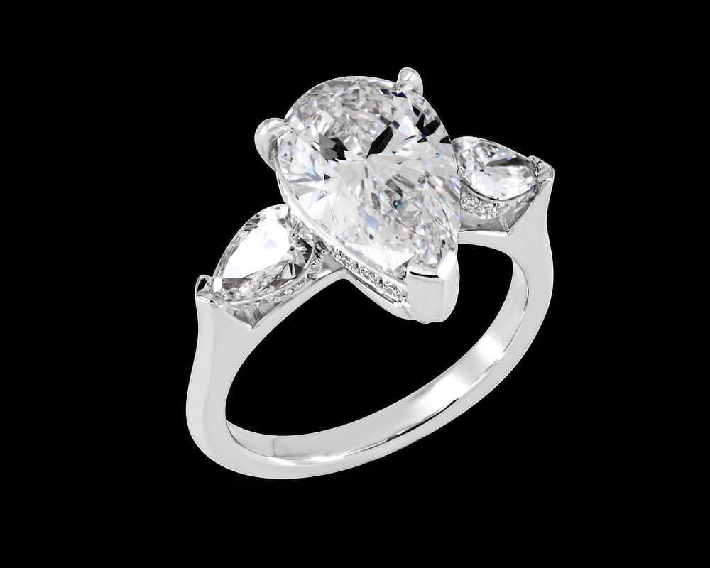 Pear Shape Three Stone Ring
