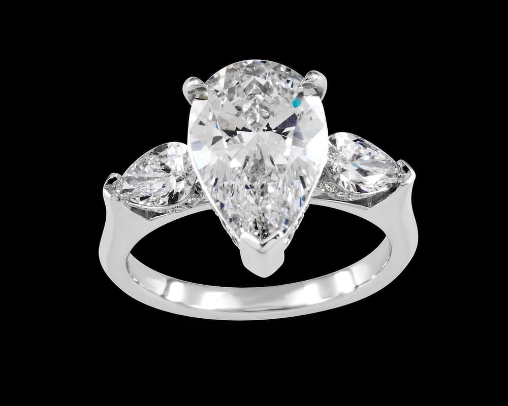 Pear Shape Three Stone Ring