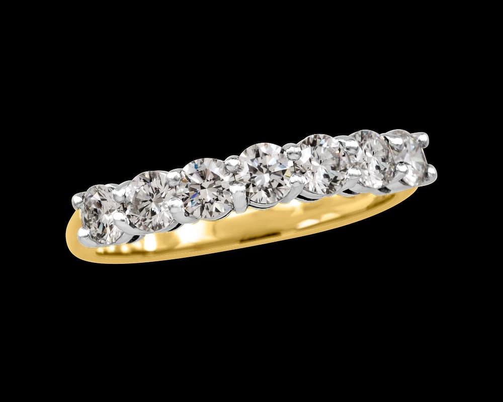 Round Shared Prong Half Eternity Wedding Band